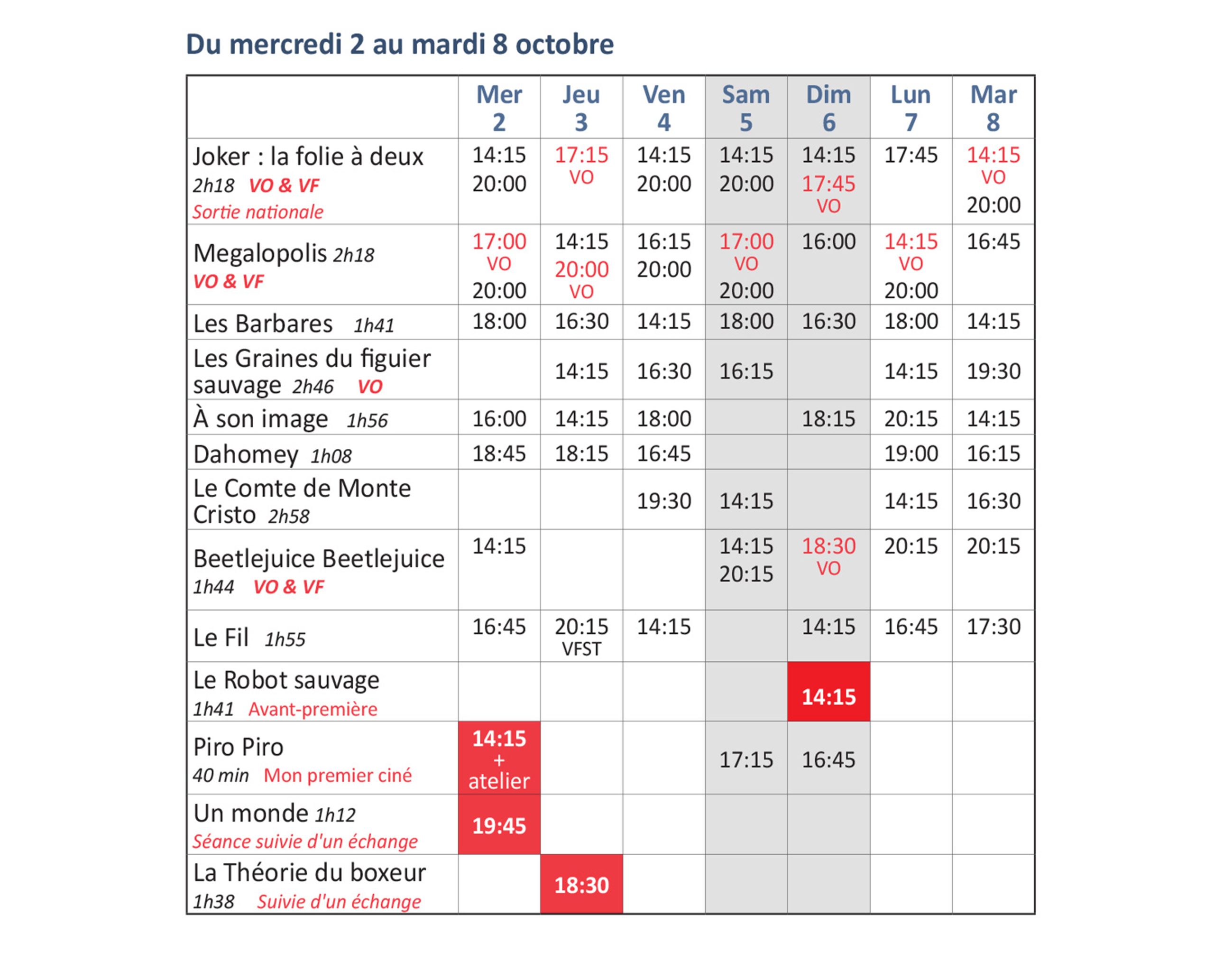 Grille horaires - Espace Culture de Vénissieux