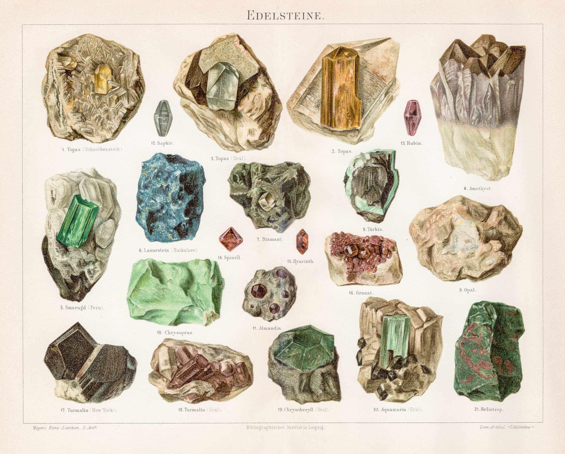 Noble stones chromolithograph 1895 bm - Kumbia Boruka